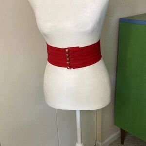 1950s pleated Cummerbund Red with pink "pearls" and loop closure